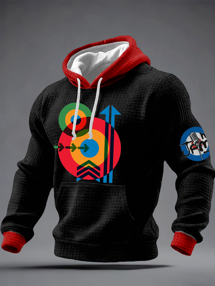 Men's Mod Target Arrows 60s Pop Art The Jam Checkered Cotton Hoodie