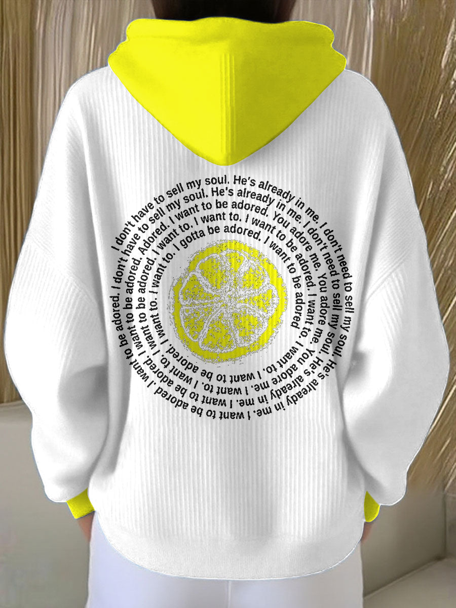 Women's I Wanna Be Adored Lemon Roses Music Lover Printed Hoodie