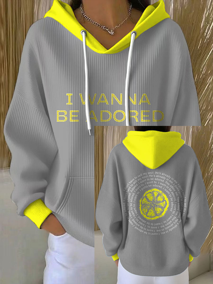 Women's I Wanna Be Adored Lemon Roses Music Lover Printed Hoodie
