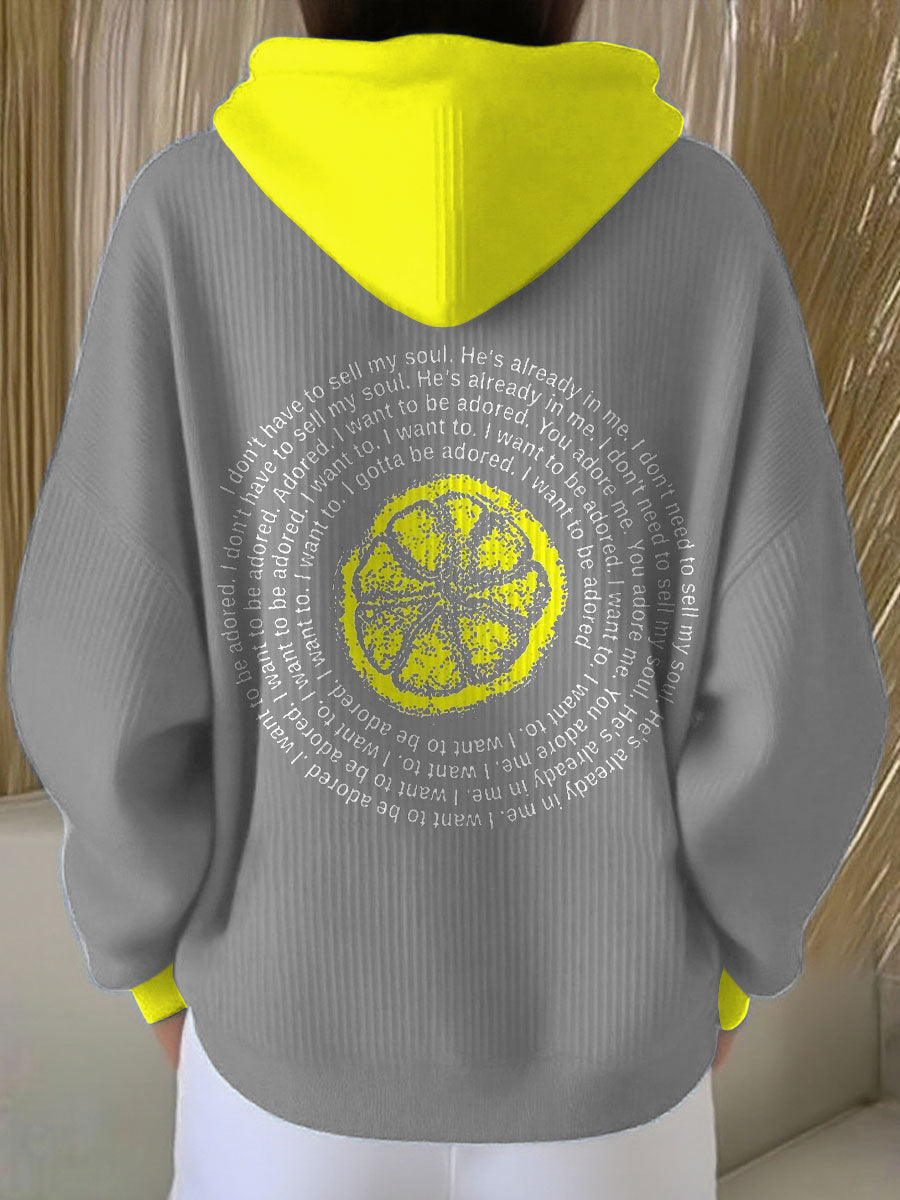 Women's I Wanna Be Adored Lemon Roses Music Lover Printed Hoodie