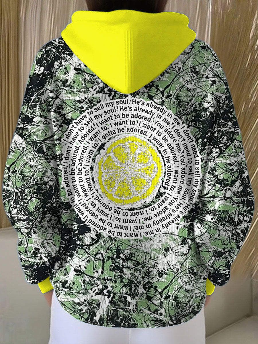 Women's I Wanna Be Adored Lemon Roses Music Lover Printed Hoodie