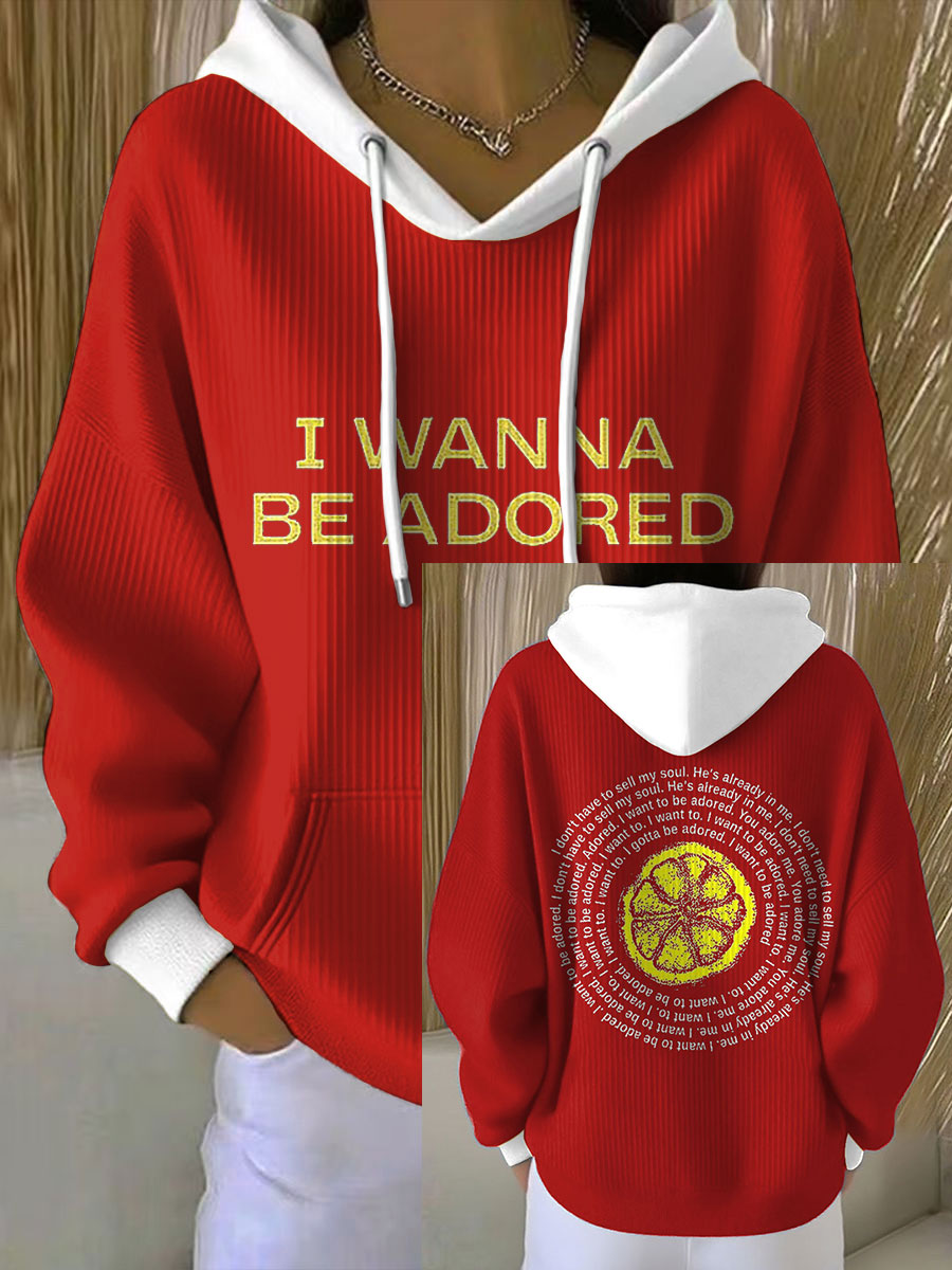 Women's I Wanna Be Adored Lemon Roses Music Lover Printed Hoodie