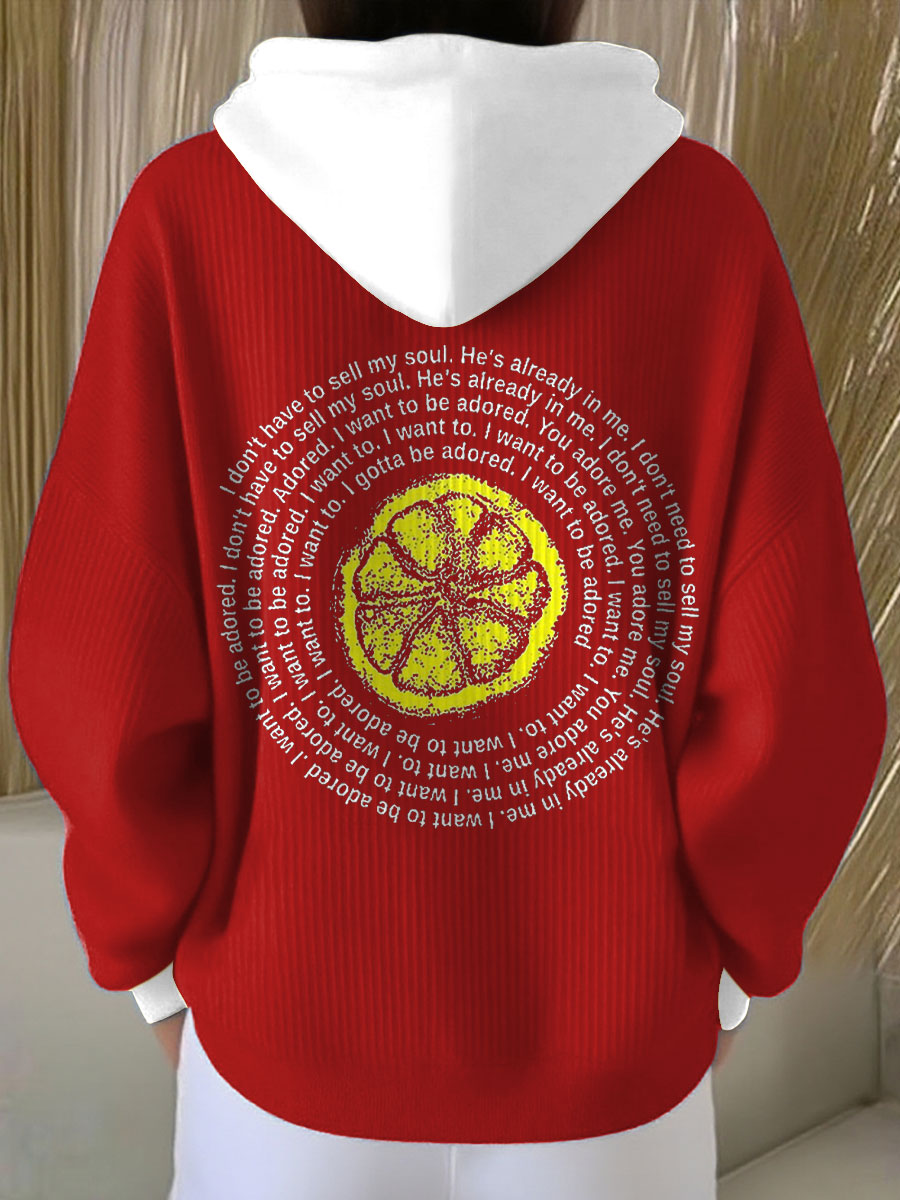 Women's I Wanna Be Adored Lemon Roses Music Lover Printed Hoodie