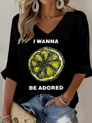 Women's Lemon Roses Music Lover Waffle T-shirt