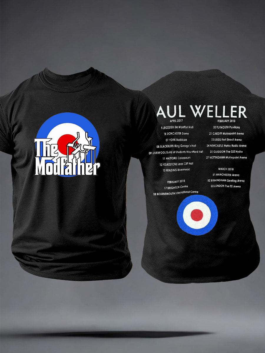Herren-T-Shirt „The Modfather Paul Weller“ aus Baumwollimitat mit kurzen Ärmeln