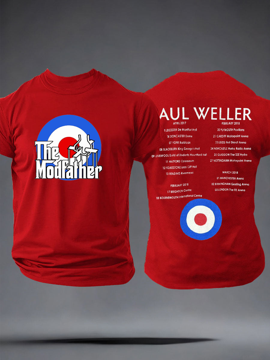 Herren-T-Shirt „The Modfather Paul Weller“ aus Baumwollimitat mit kurzen Ärmeln