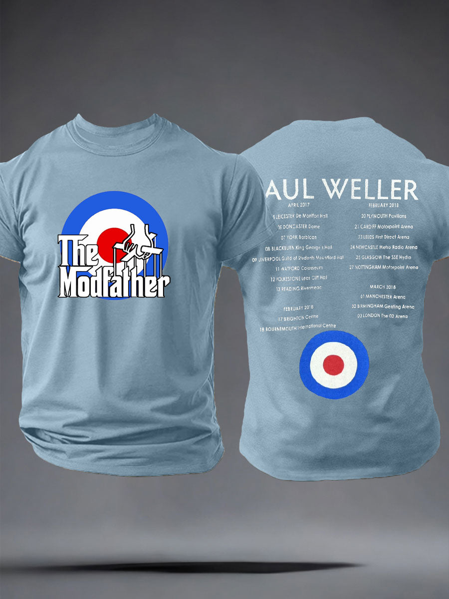 Herren-T-Shirt „The Modfather Paul Weller“ aus Baumwollimitat mit kurzen Ärmeln