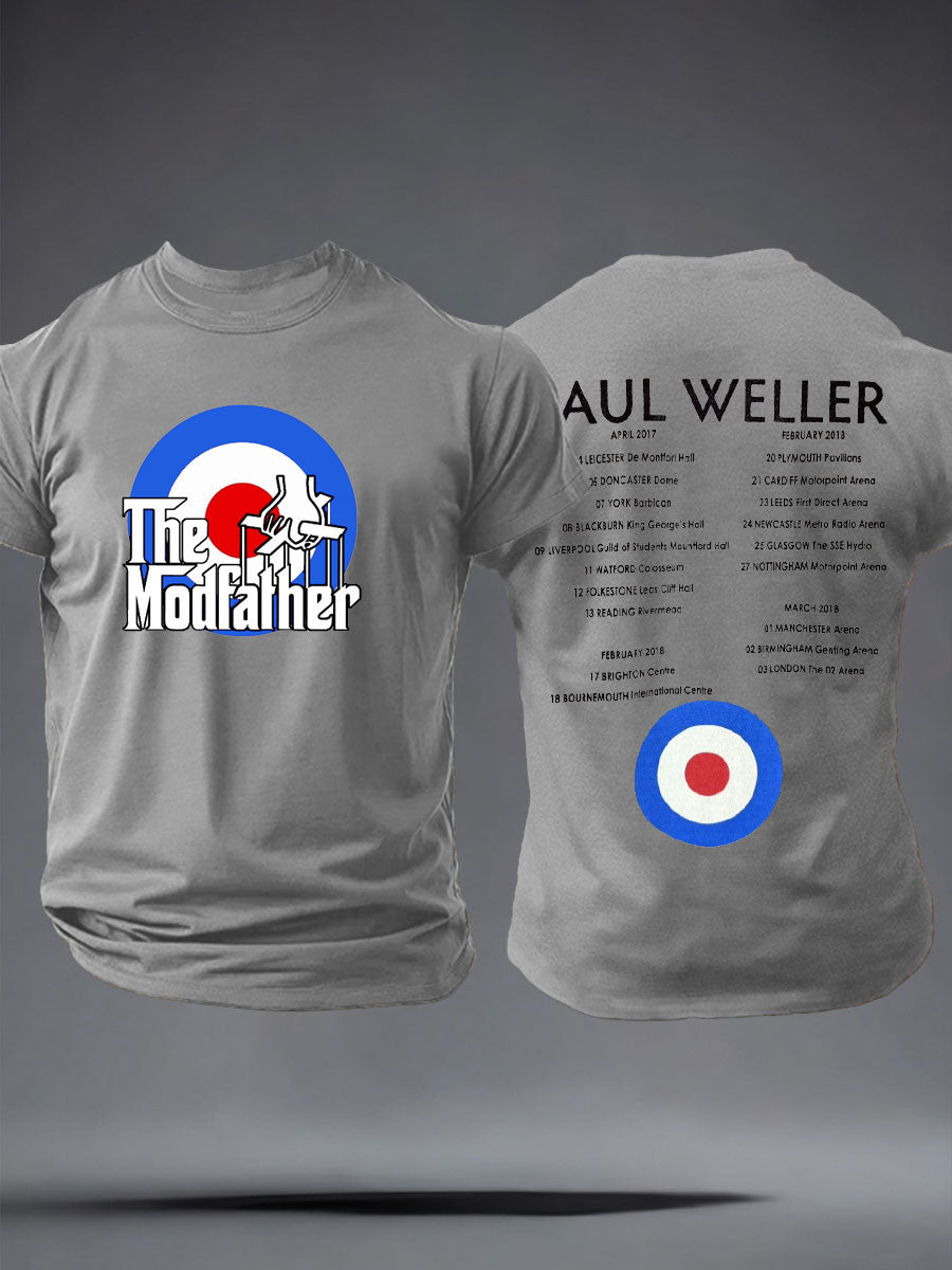 Herren-T-Shirt „The Modfather Paul Weller“ aus Baumwollimitat mit kurzen Ärmeln