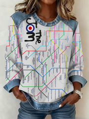 Women's Modfather UK Music Mods Lover Denim Patchwork Top