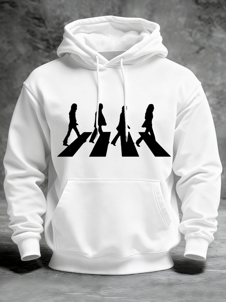 Klassischer Herren-Hoodie mit Print einer legendären Rockband