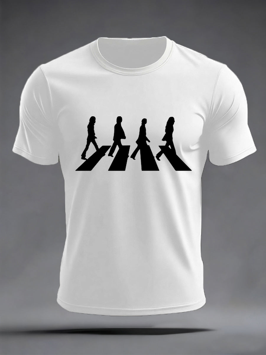Men's Classic Legendary Rock Band Print Casual Tee