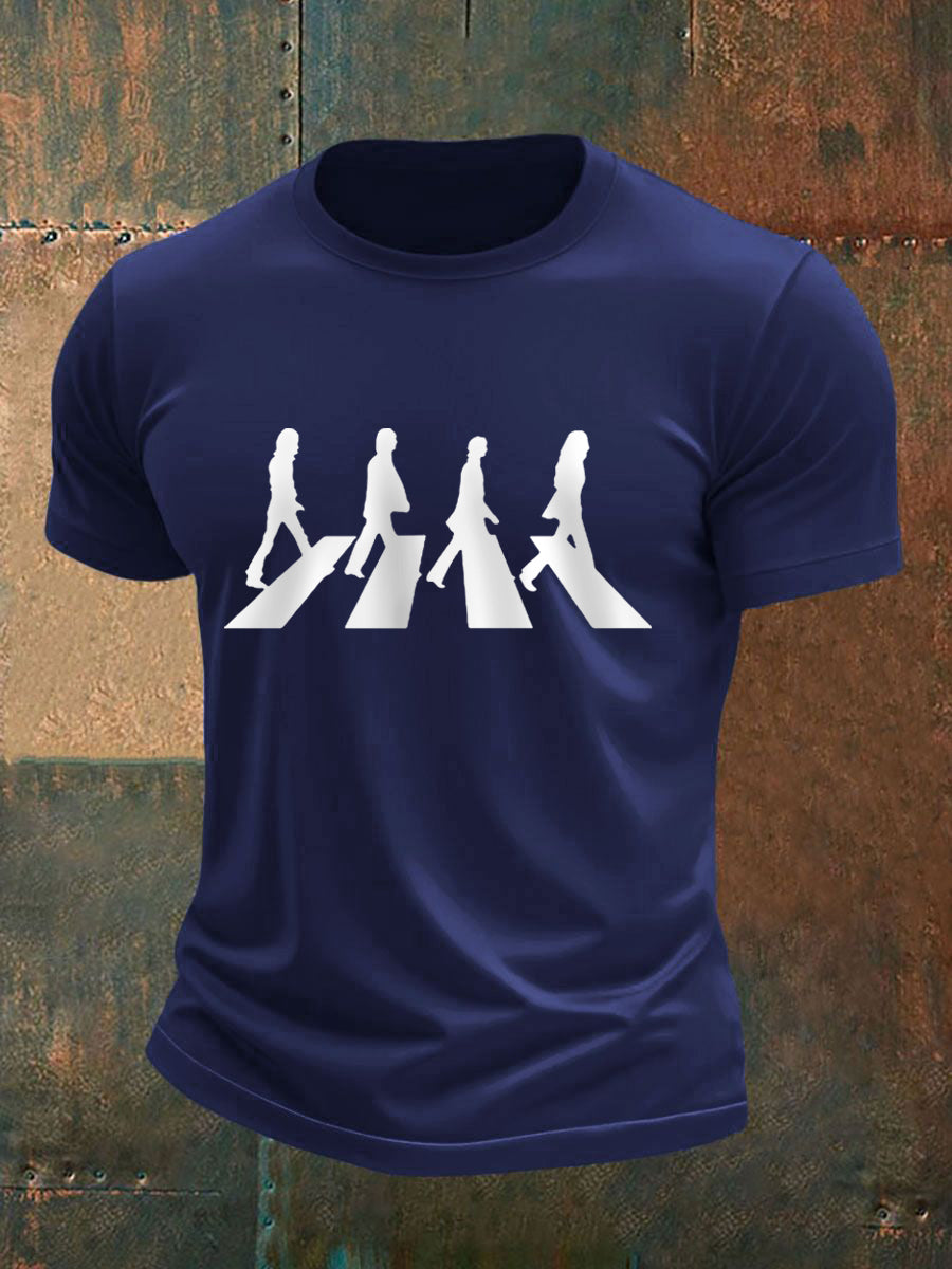 Men's Classic Legendary Rock Band Print Casual Tee