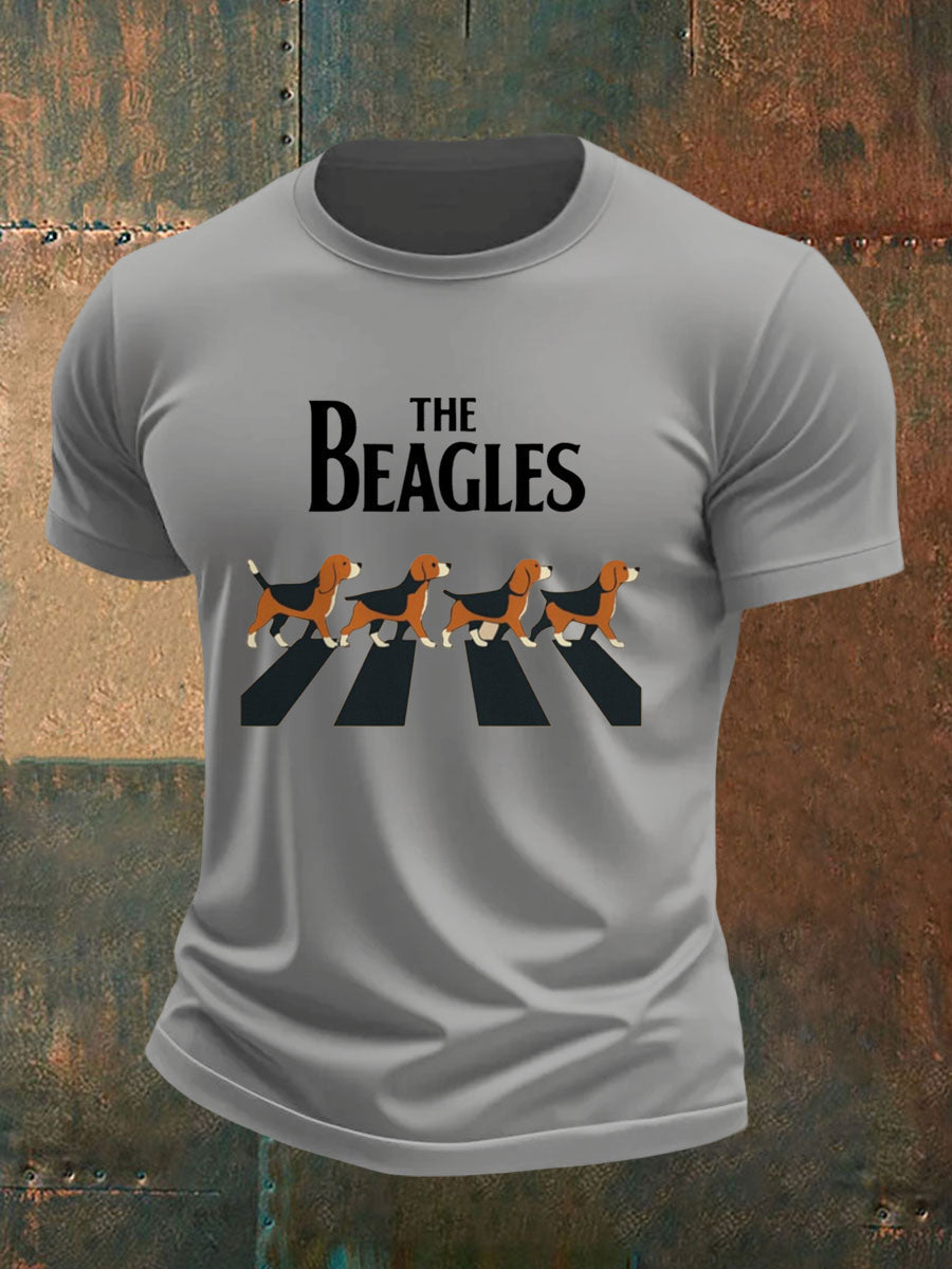 Men's Funny “The Beagles” Dog Lover Beatles Parody Casual Tee