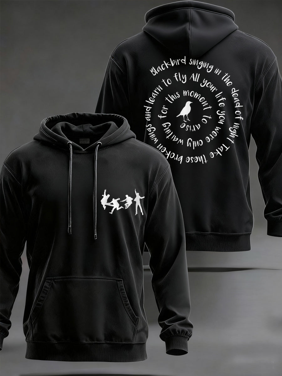 Klassischer Herren-Hoodie mit Beatles-Motiv und Blackbird-Print – das perfekte Geschenk für Fans!