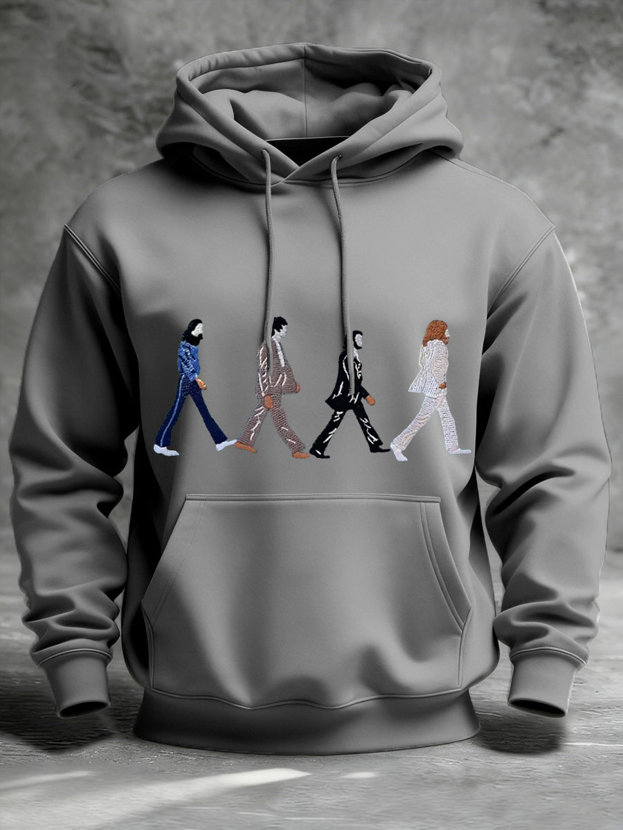 Klassischer Herren-Hoodie mit Aufdruck einer legendären Rockband – das perfekte Geschenk für Fans