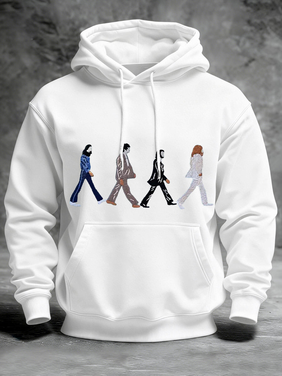 Klassischer Herren-Hoodie mit Aufdruck einer legendären Rockband – das perfekte Geschenk für Fans