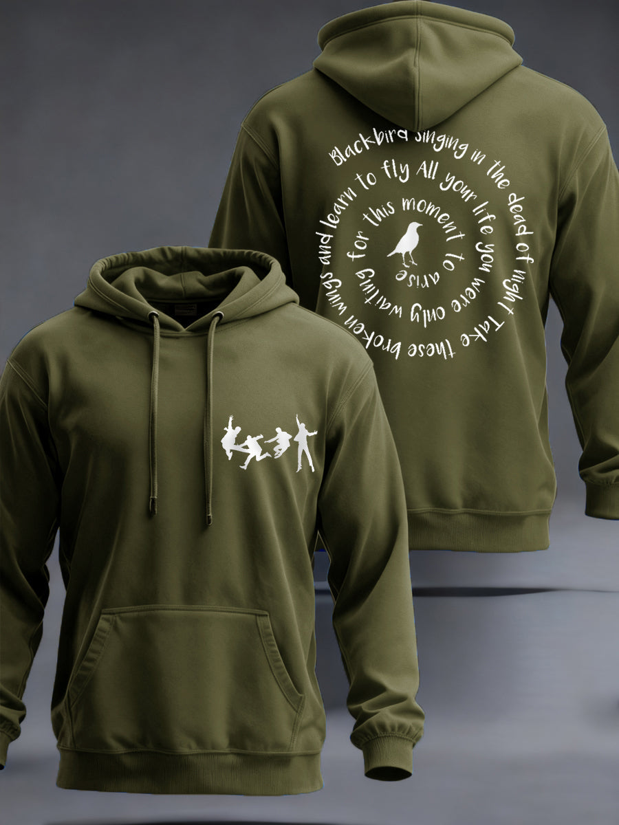 Klassischer Herren-Hoodie mit Beatles-Motiv und Blackbird-Print – das perfekte Geschenk für Fans!