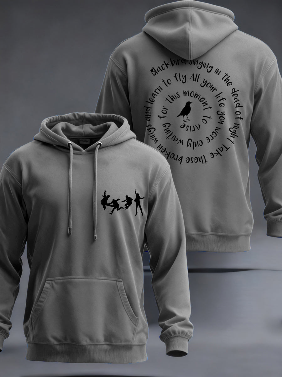 Klassischer Herren-Hoodie mit Beatles-Motiv und Blackbird-Print – das perfekte Geschenk für Fans!