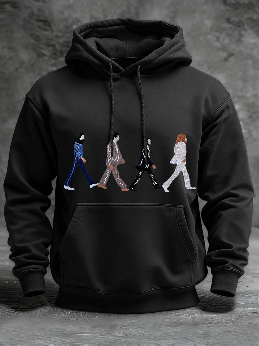 Klassischer Herren-Hoodie mit Aufdruck einer legendären Rockband – das perfekte Geschenk für Fans