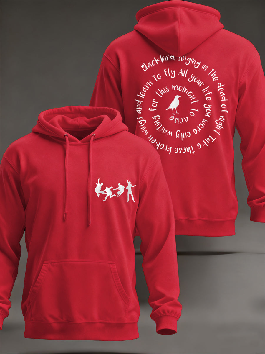 Klassischer Herren-Hoodie mit Beatles-Motiv und Blackbird-Print – das perfekte Geschenk für Fans!
