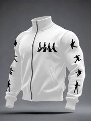 Klassisches Herren-Sweatshirt mit Reißverschluss und Aufdruck legendärer Rockbands – das perfekte Geschenk für Fans!