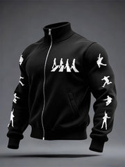 Klassisches Herren-Sweatshirt mit Reißverschluss und Aufdruck legendärer Rockbands – das perfekte Geschenk für Fans!