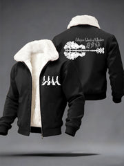 Herren-Sweatshirt mit Gitarrenmotiv „Let It Be“ – Klassisches Design der legendären Rockband – Geschenk für Fans – Lässiger Plüsch-Reißverschluss