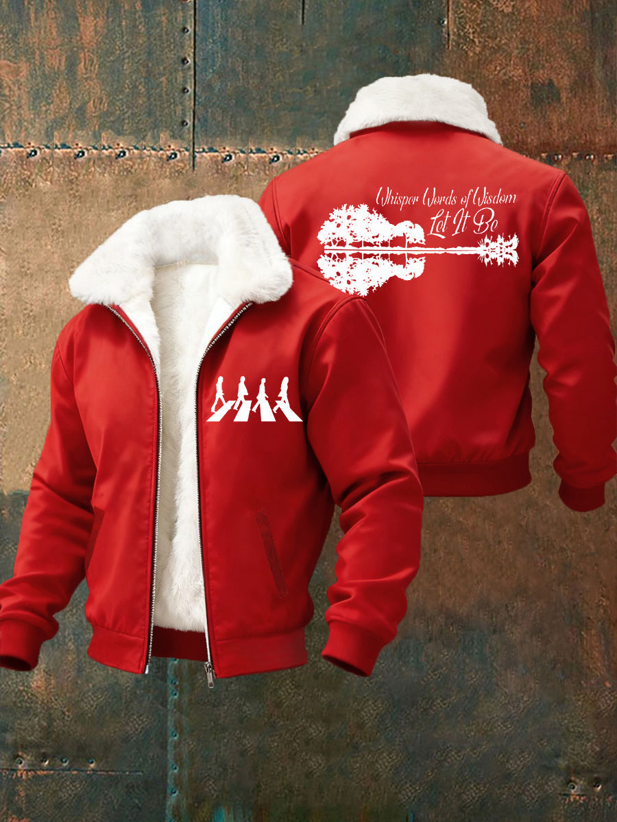 Herren-Sweatshirt mit Gitarrenmotiv „Let It Be“ – Klassisches Design der legendären Rockband – Geschenk für Fans – Lässiger Plüsch-Reißverschluss