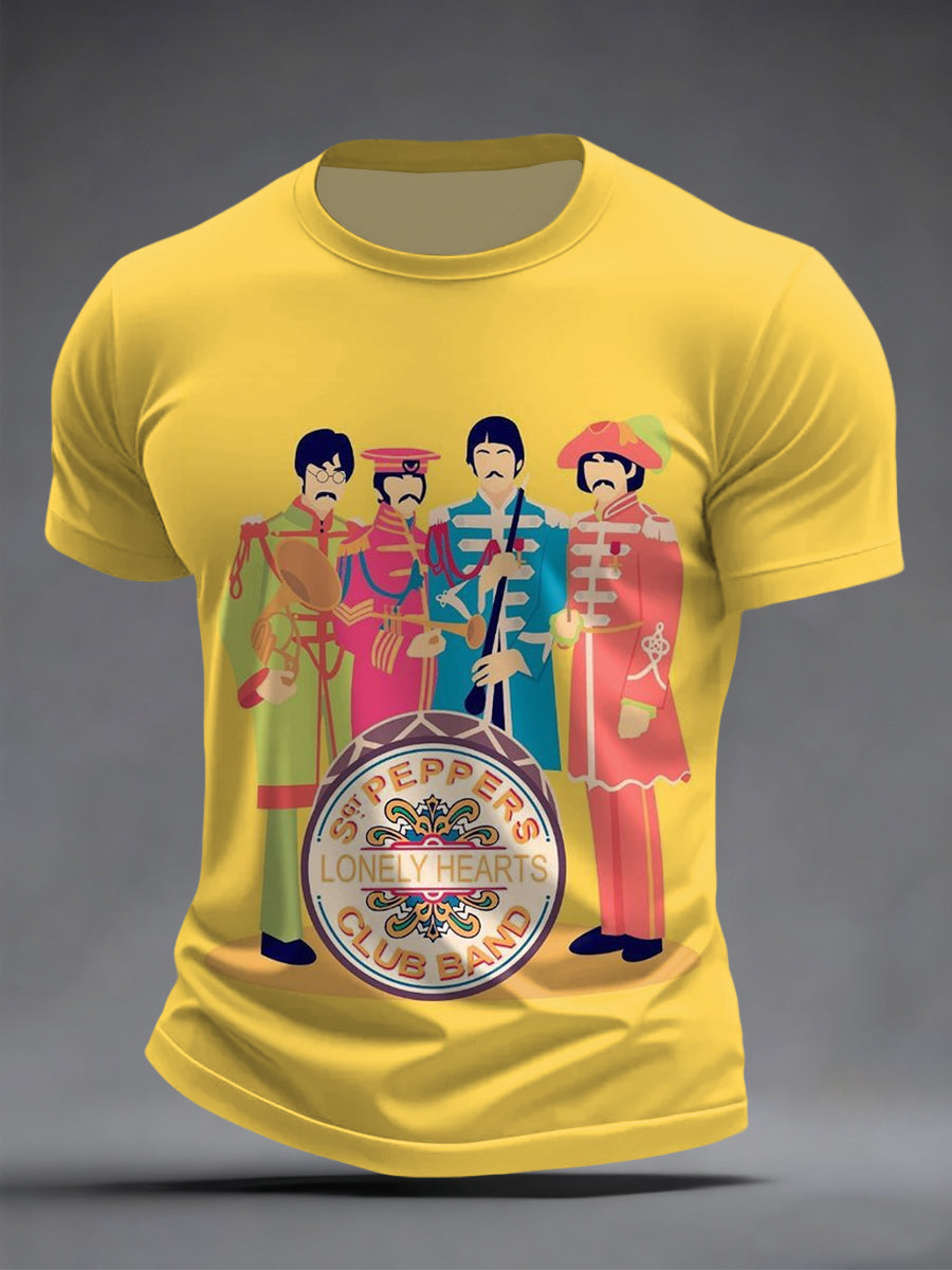 Men's Retro Classic Legendary Rock Band Print Gift For Fans Casual Tee
