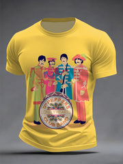 Men's Retro Classic Legendary Rock Band Print Gift For Fans Casual Tee