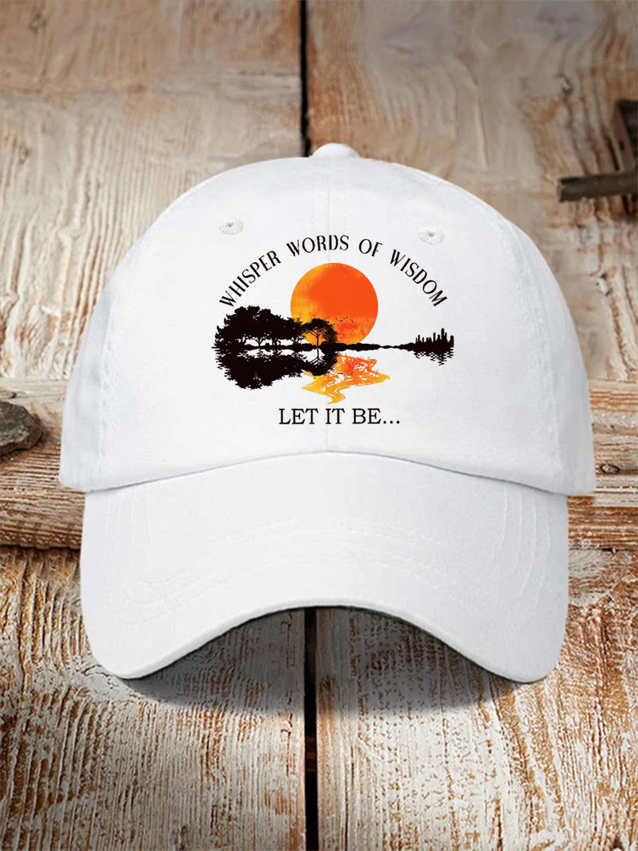 Unisex Whisper Words of Wisdom Let it Be Guitar Print Hat