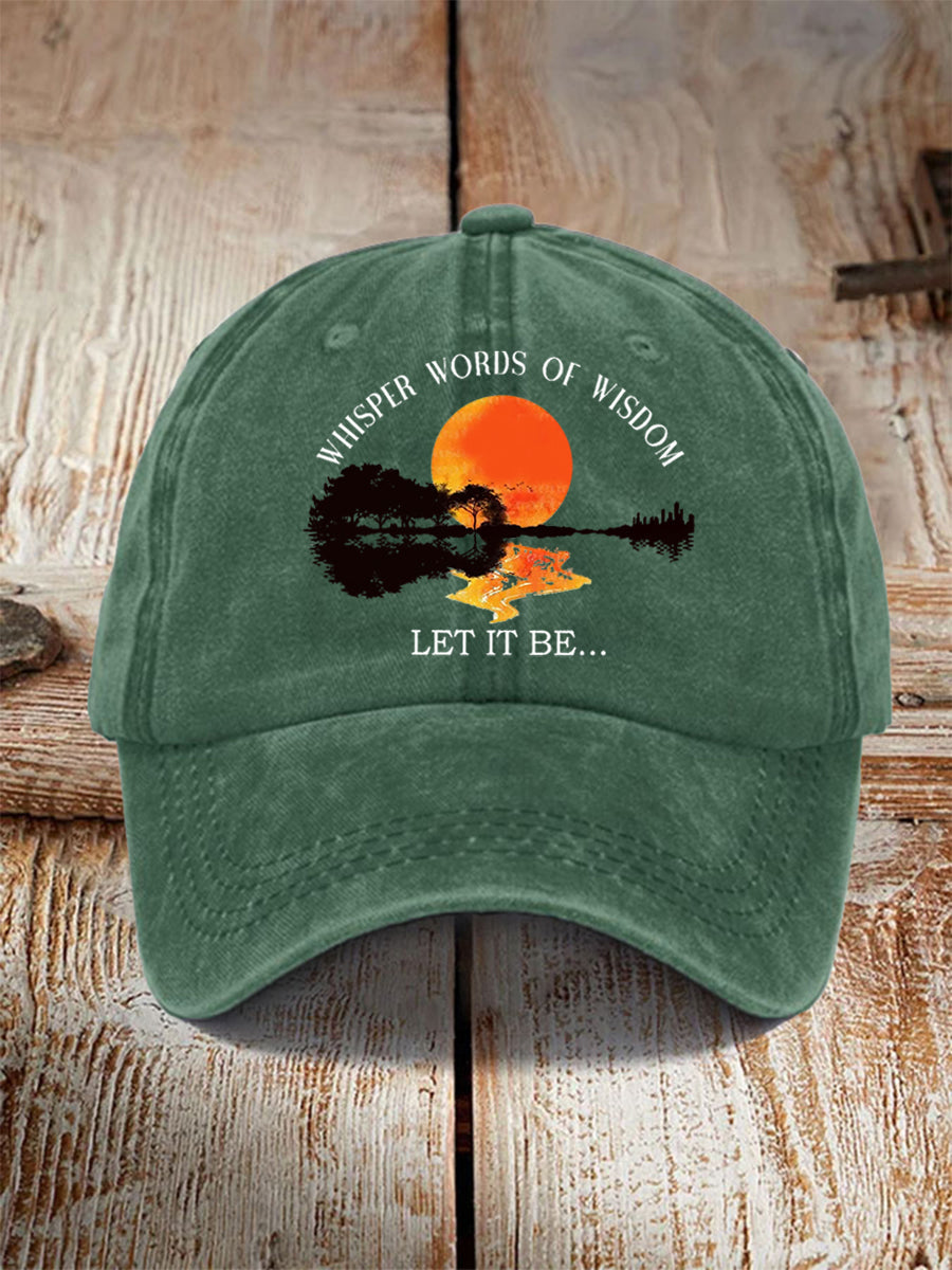 Unisex Whisper Words of Wisdom Let it Be Guitar Print Hat