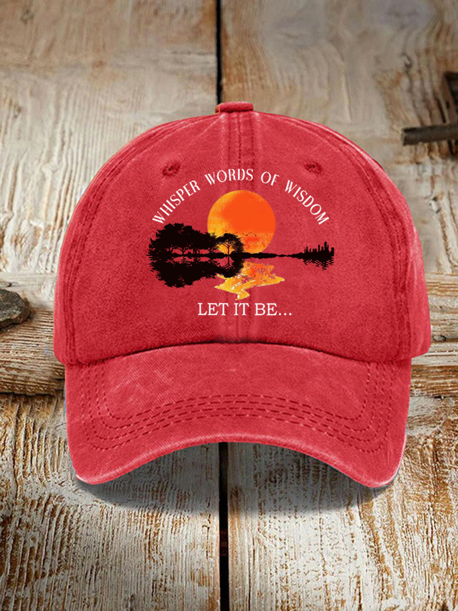 Unisex Whisper Words of Wisdom Let it Be Guitar Print Hat