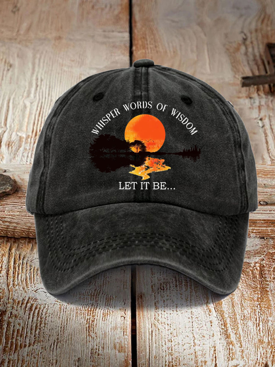 Unisex Whisper Words of Wisdom Let it Be Guitar Print Hat
