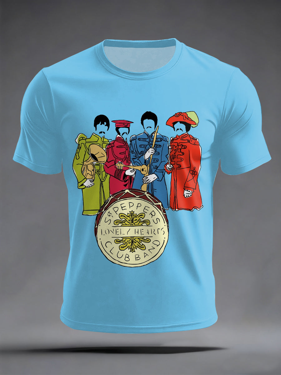 Men's Retro Classic Legendary Rock Band Print Gift For Fans Casual Tee