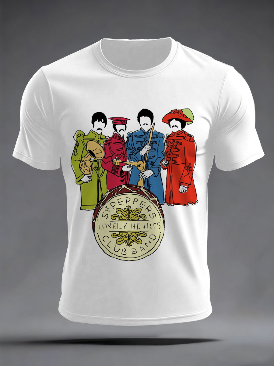 Men's Retro Classic Legendary Rock Band Print Gift For Fans Casual Tee