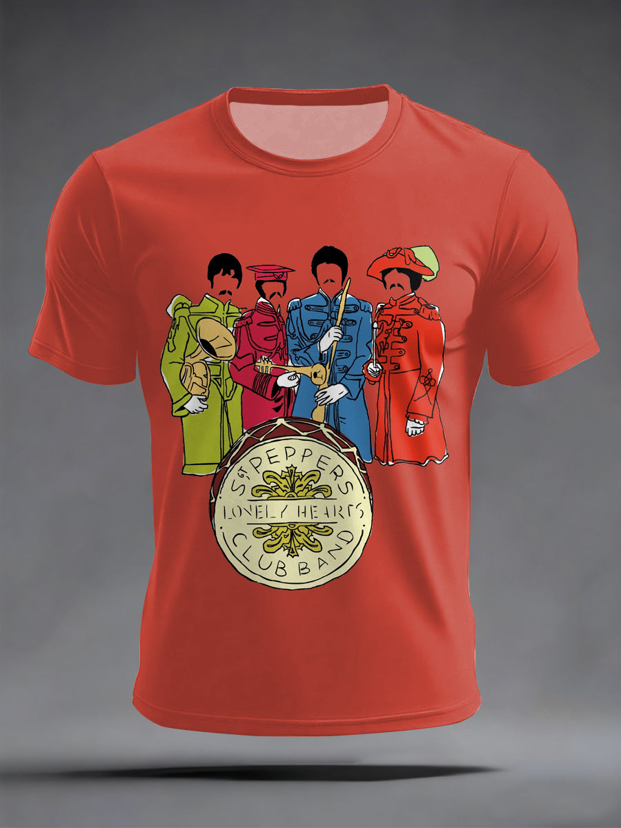Men's Retro Classic Legendary Rock Band Print Gift For Fans Casual Tee