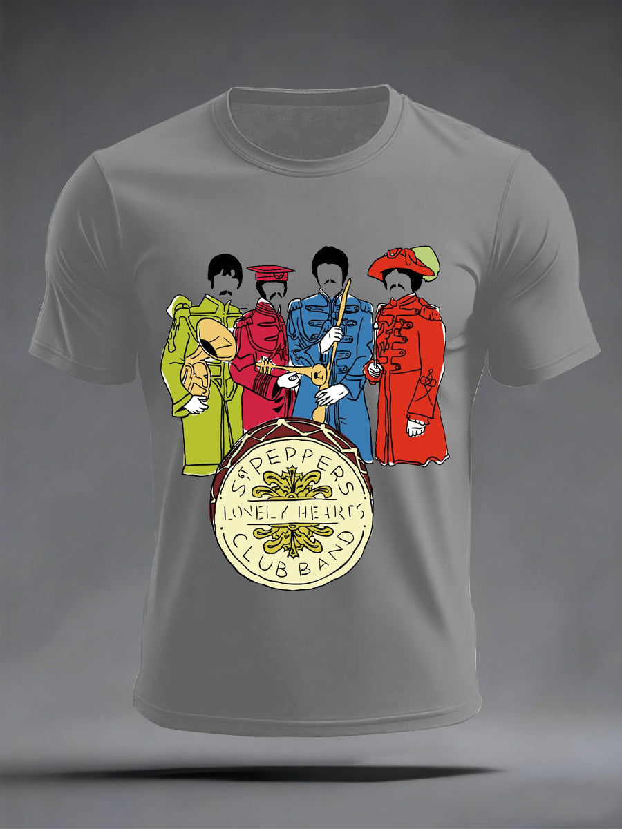 Men's Retro Classic Legendary Rock Band Print Gift For Fans Casual Tee