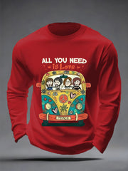 Herren-Langarmshirt mit Retro-Print der legendären Rockband „All You Need Is Love“
