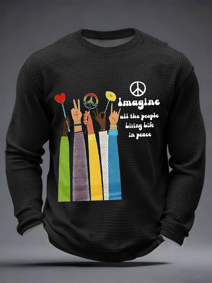 Retro-T-Shirt für Herren mit klassischem, legendärem Rockband-Print – das perfekte Geschenk für Fans! Lässiges Waffel-Langarmshirt