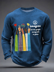 Retro-T-Shirt für Herren mit klassischem, legendärem Rockband-Print – das perfekte Geschenk für Fans! Lässiges Waffel-Langarmshirt