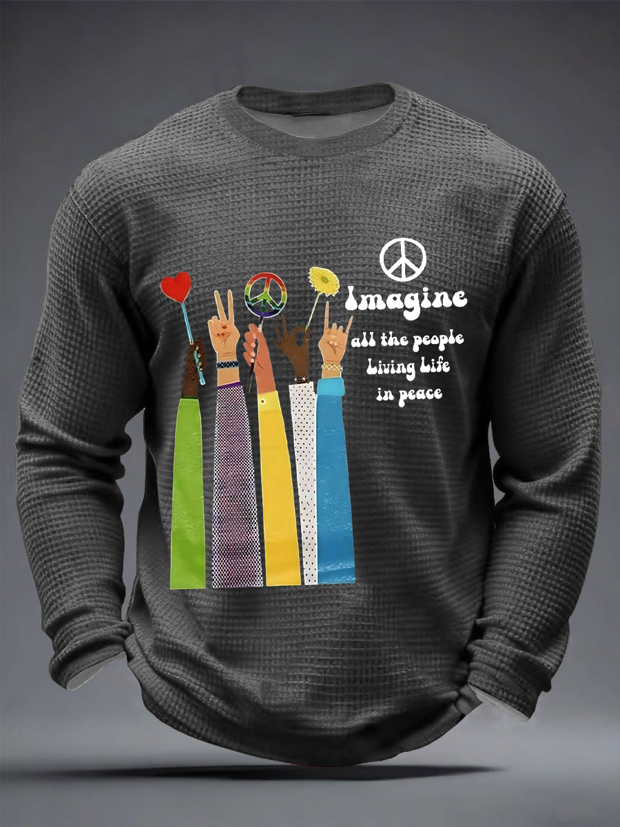 Retro-T-Shirt für Herren mit klassischem, legendärem Rockband-Print – das perfekte Geschenk für Fans! Lässiges Waffel-Langarmshirt