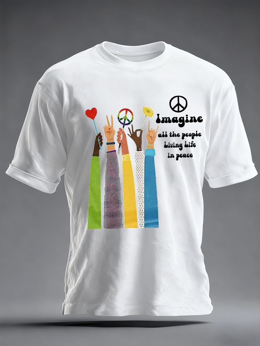 Men's Retro Classic Legendary Rock Band Print Gift For Fans Casual Short Sleeve T-Shirt