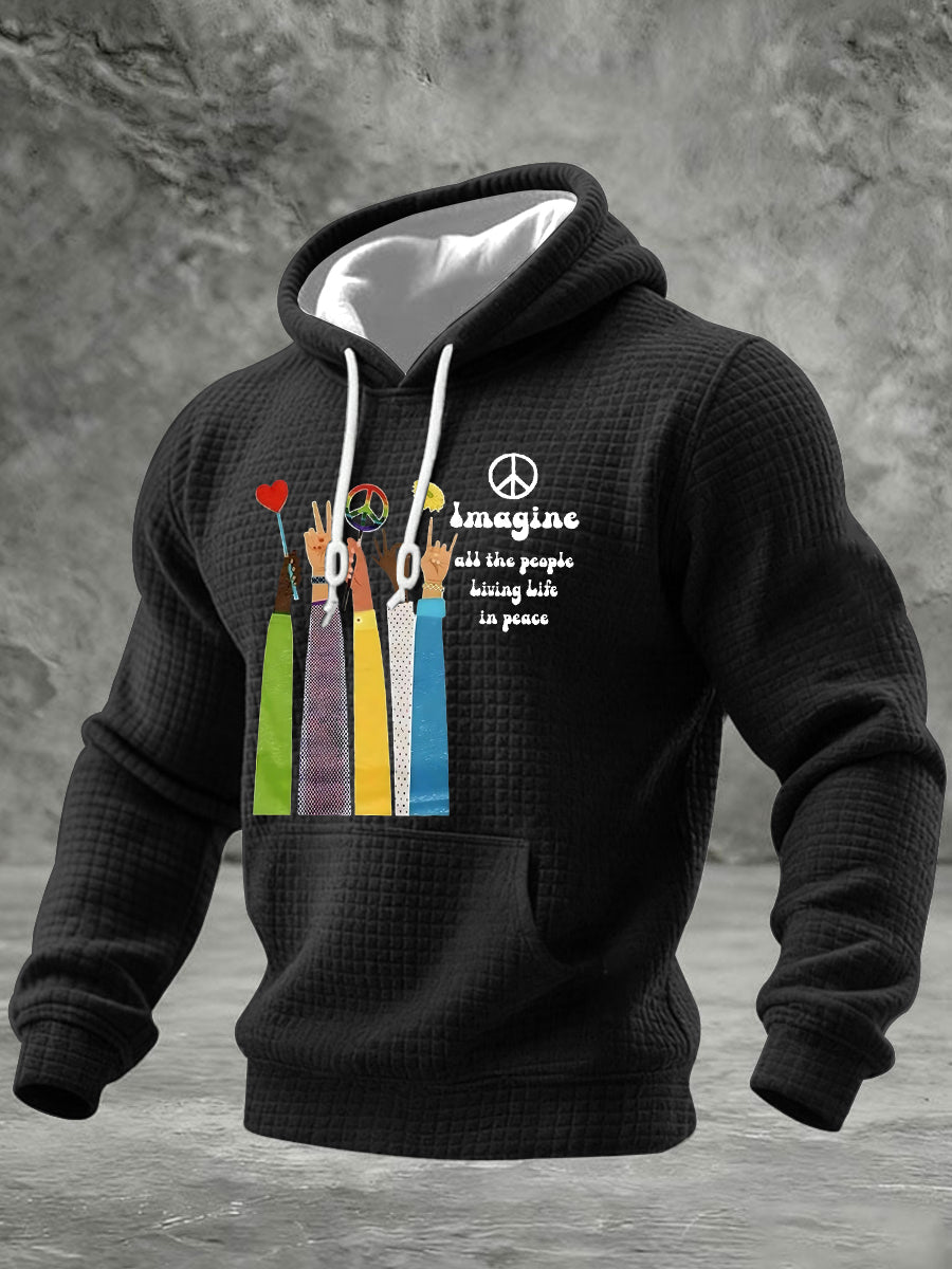 Retro-Hoodie für Herren mit klassischem Rockband-Print – das perfekte Geschenk für Fans! Lässiger, karierter Baumwoll-Hoodie