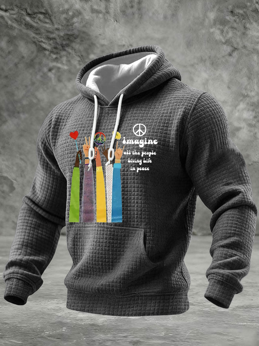 Retro-Hoodie für Herren mit klassischem Rockband-Print – das perfekte Geschenk für Fans! Lässiger, karierter Baumwoll-Hoodie