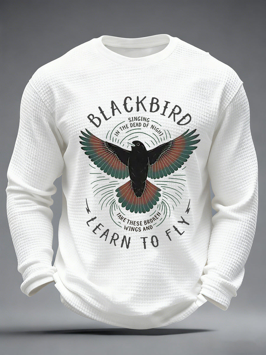 Men's Retro Classic Legendary Rock Band Print Gift For Fans Casual Waffle Long Sleeve T-Shirt