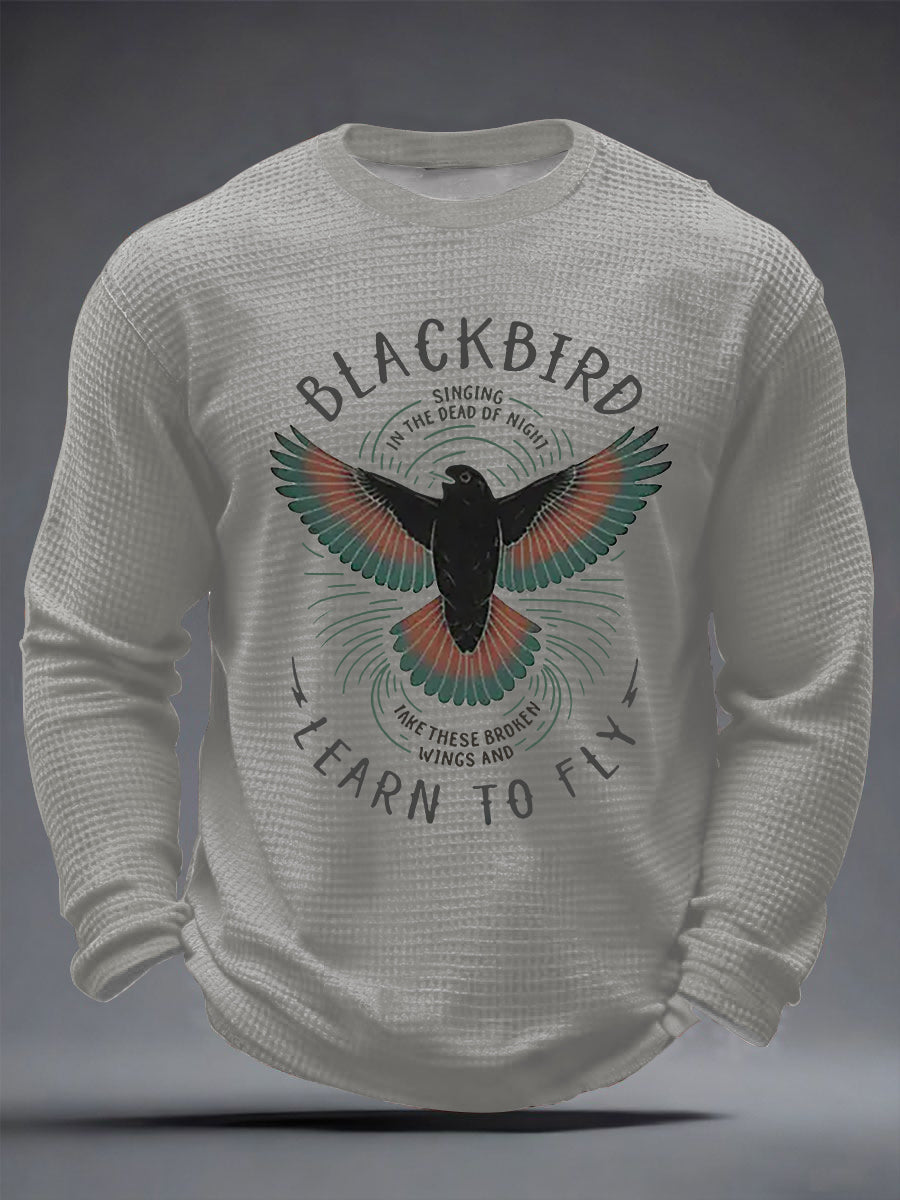 Men's Retro Classic Legendary Rock Band Print Gift For Fans Casual Waffle Long Sleeve T-Shirt