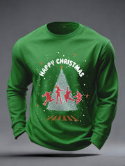 Men's Merry Christmas Retro Classic Legendary Rock Band Print Casual Long Sleeve T-Shirt