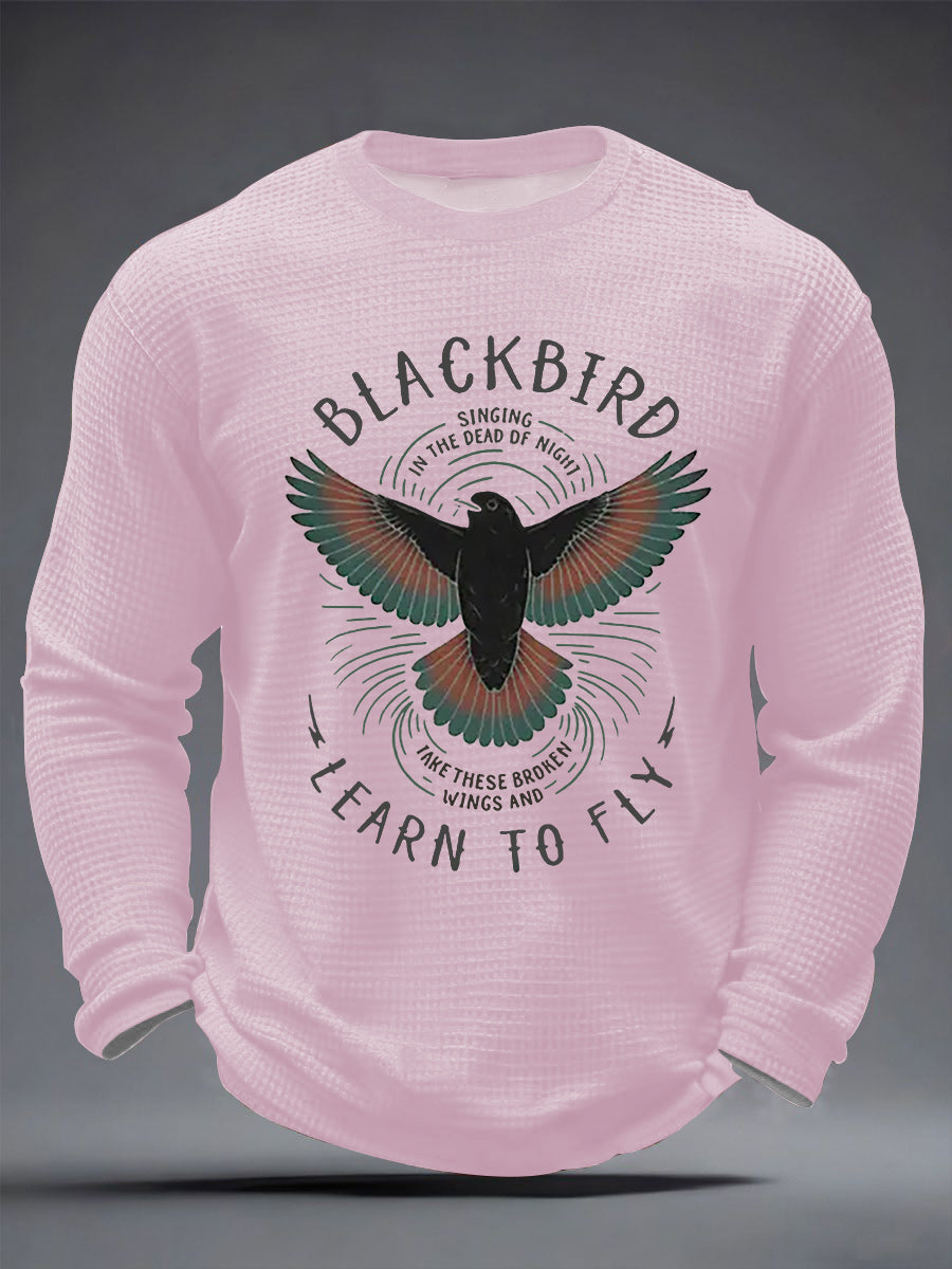 Men's Retro Classic Legendary Rock Band Print Gift For Fans Casual Waffle Long Sleeve T-Shirt