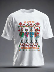Retro-T-Shirt für Herren mit dem Aufdruck einer legendären Rockband: „Willst du ein frohes Weihnachtsfest!“